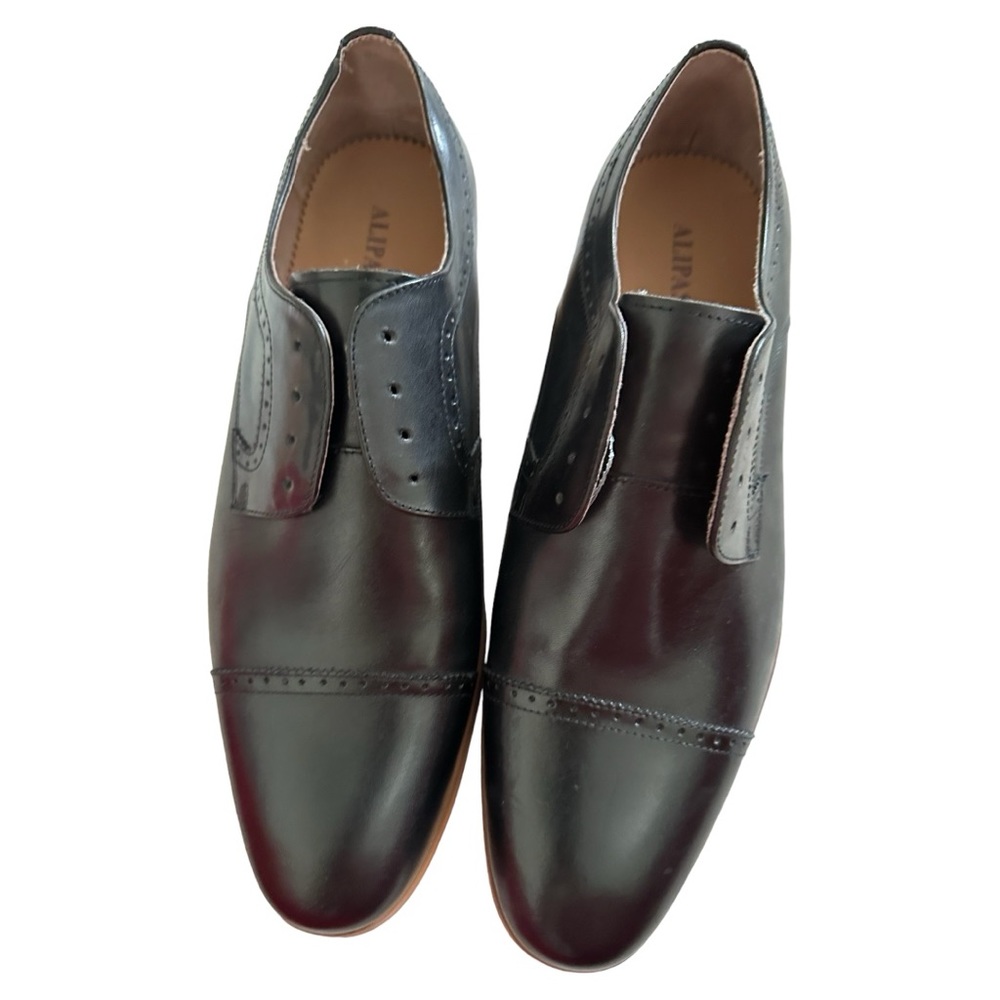 Alipasinm black  Cap-Toe Lace-up Oxford men shoes size is 13
